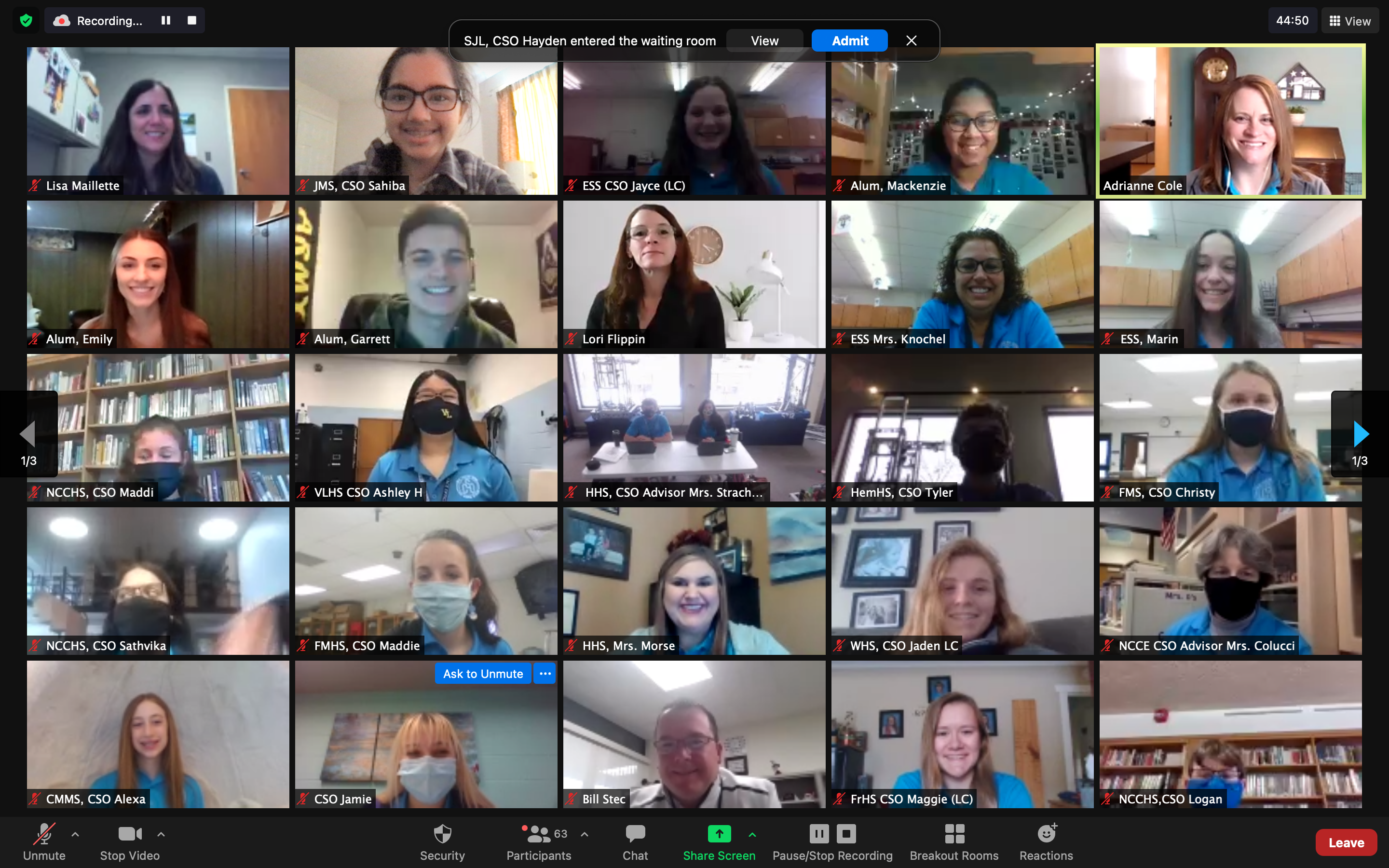 Students attend a virtual cabinet meeting